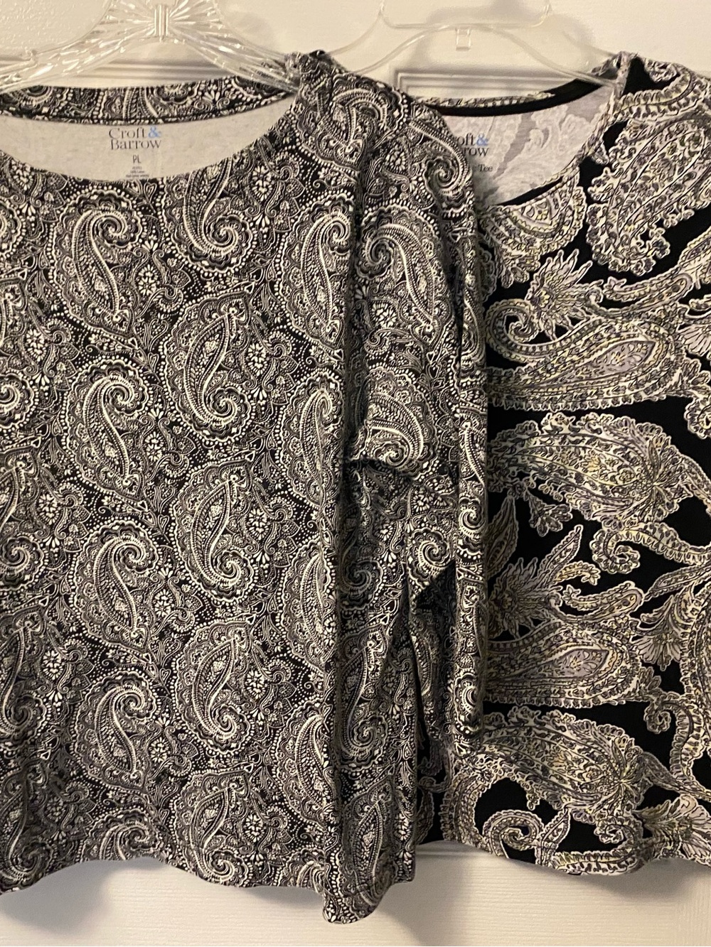 Croft & Barrow Black and White Paisley Tees - Set of 2 PL